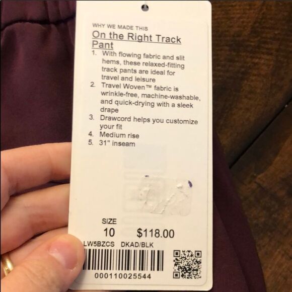 NWT Lululemon On the Right Track Pant Sz 10 - Picture 5 of 9